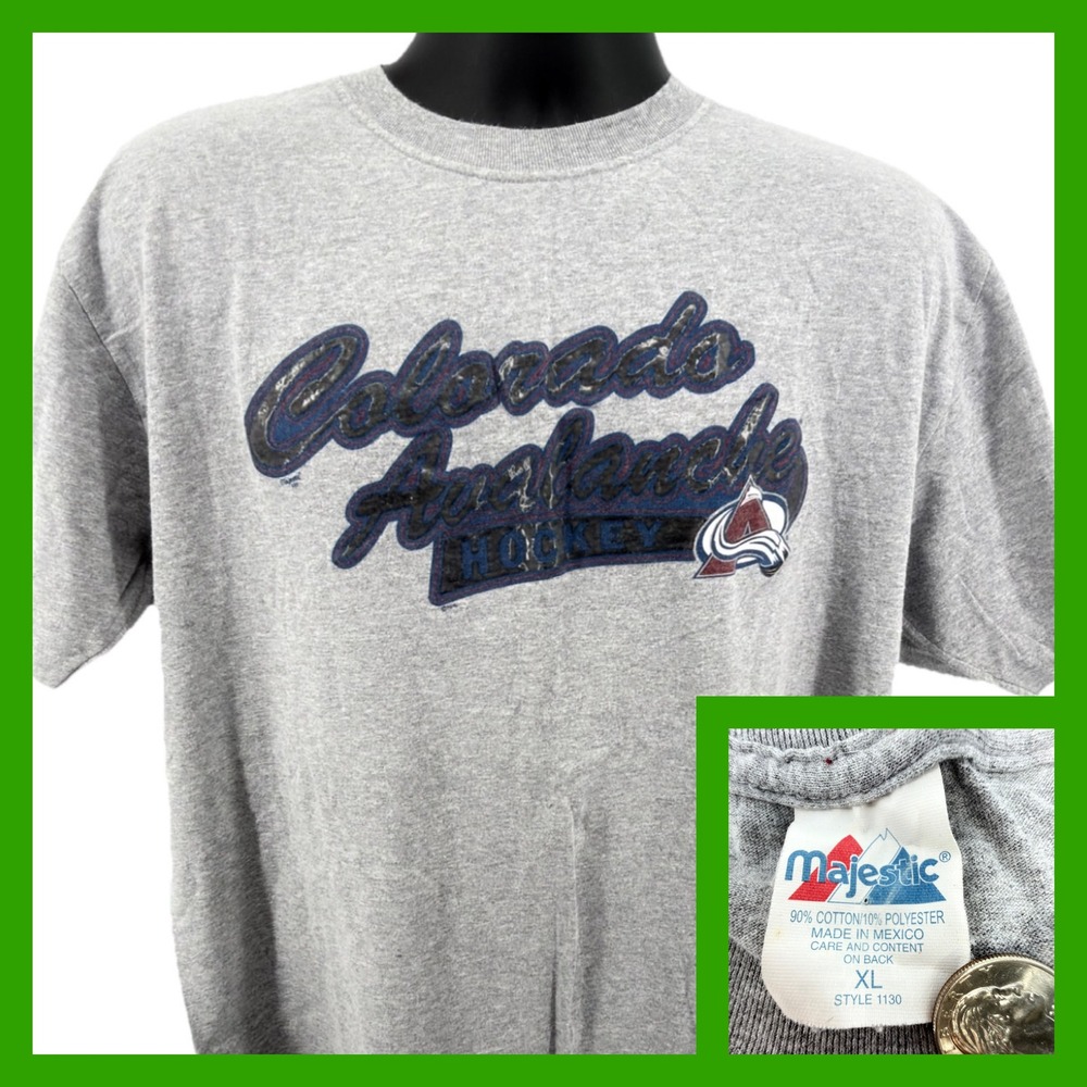 Vintage Colorado Avalanche Majestic Shirt Mens XL Grey NHL Hockey Graphic Tee